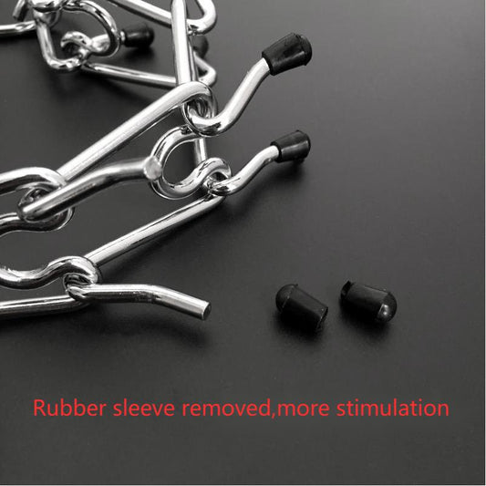 Chrome Plated Pinch Dog Collar Proong Dogs Training Choke Chain Dog Training Necklace Rubber Tips Guardian