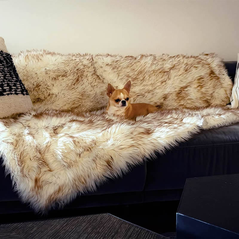Dog Bed Machine Washable And Waterproof Couch Bed, White With Brown Accents