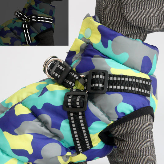 Pet Dog Jacket With Lace Up Winter Warm Puppy Costume Odd