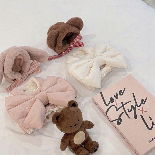 Cute Bow Autumn And Winter Plush Dog Breast Strap