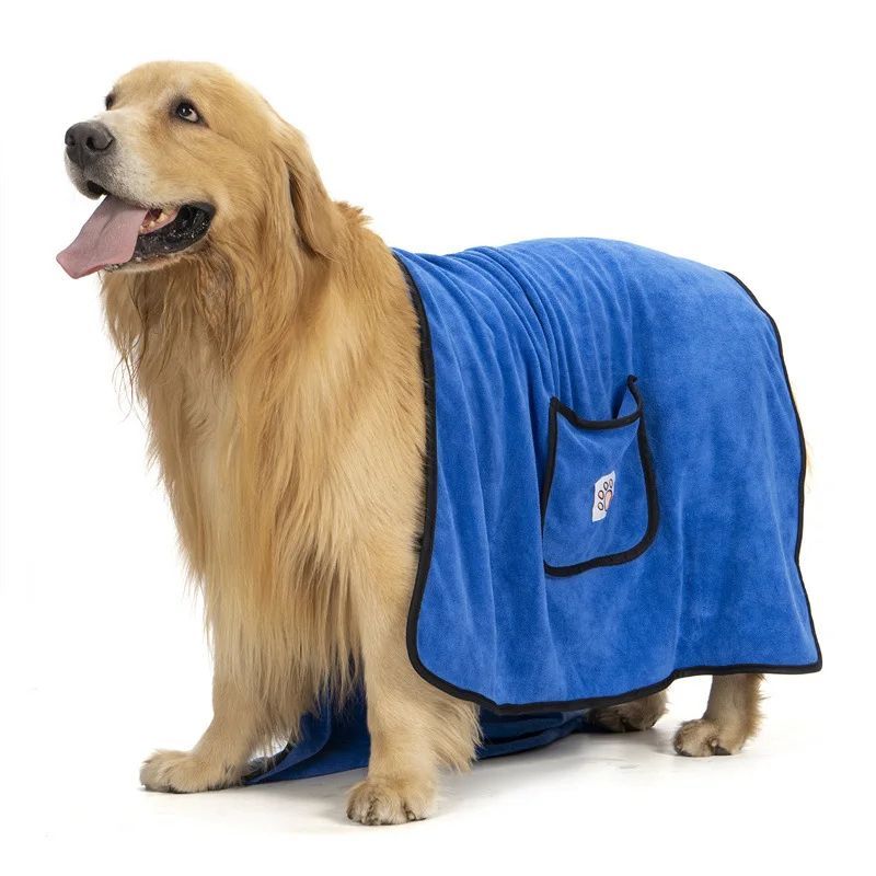 Pet Towel Dog Bathrobe Water Absorbent And Quick Drying Cleaning Beauty Glove Style Pocket Dog Bath Towel Accessori Cani